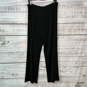 Bob Mackie 1XP Casual Pants Flowy Leg Pull On Pant Solid Black